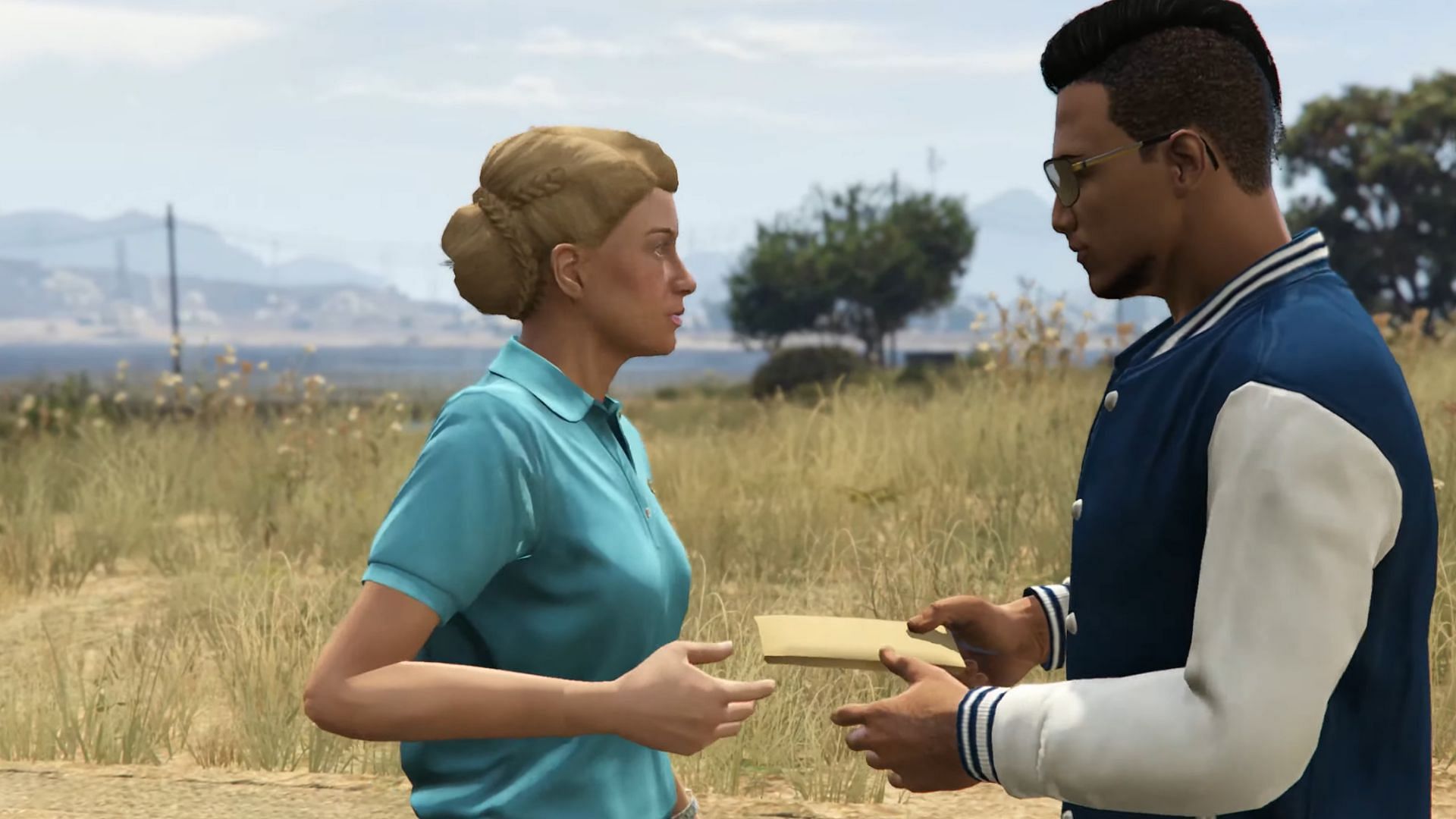 Hand over the cash to complete the Current Liabilities Raf Mission (Image via Rockstar Games || YouTube/@GTASeriesVideos)